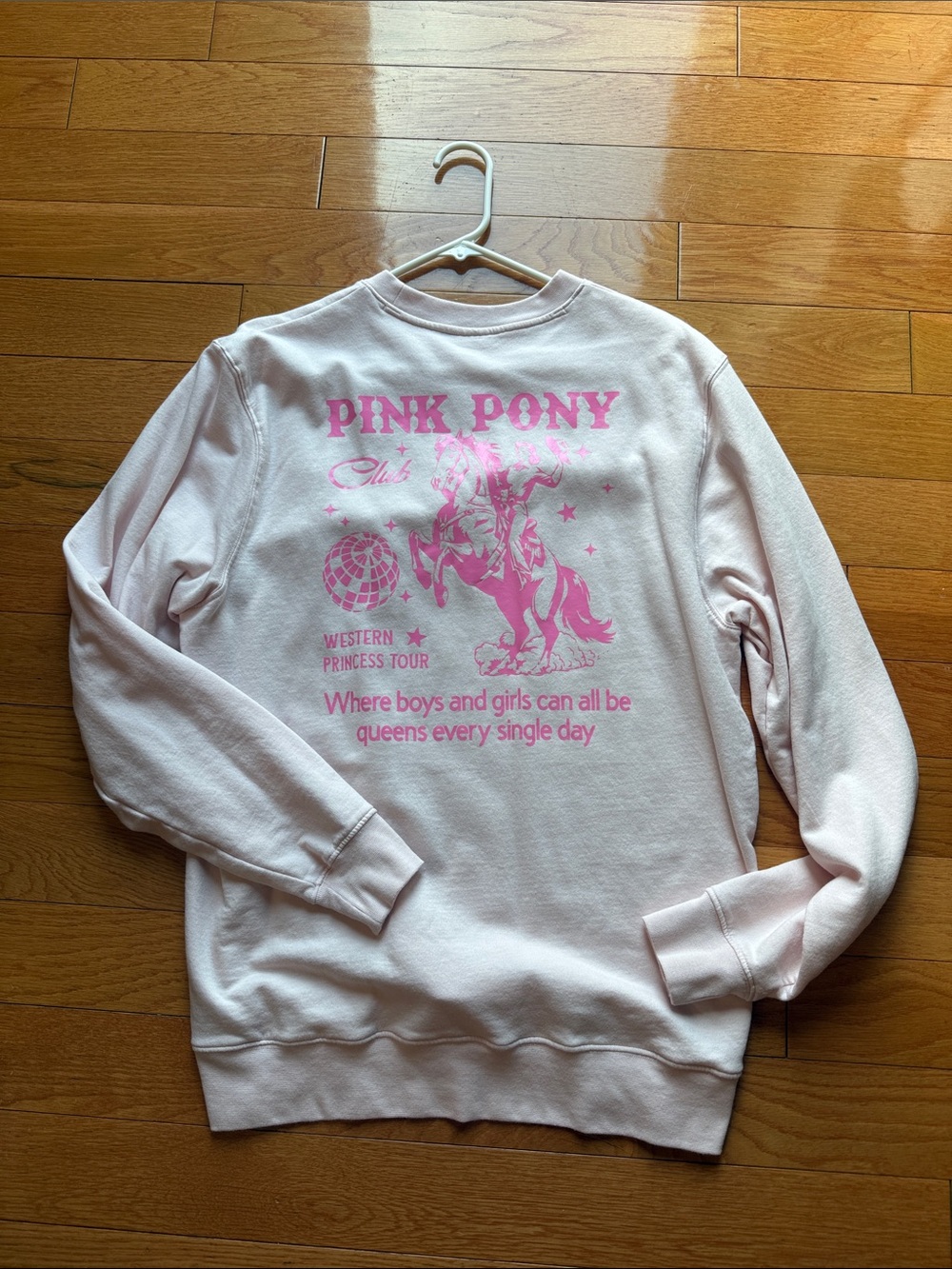 Gildan Pink Pullover Sweatshirt with Hot Pink Graphic